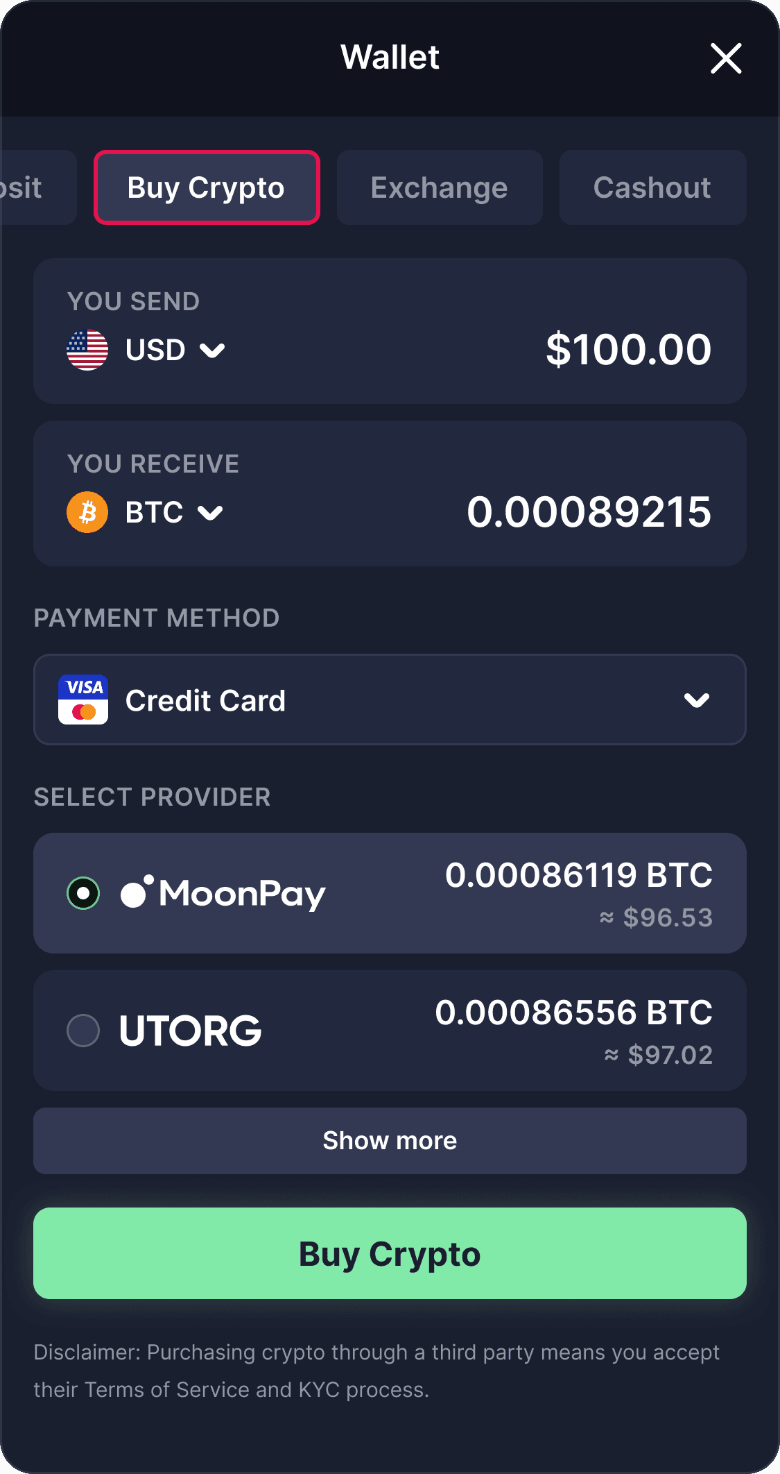 Open wallet
