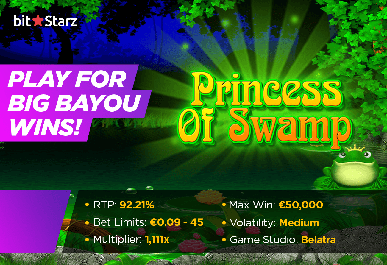 Bounce-through-the-bonuses-in-Princess-of-Swamp-slot!