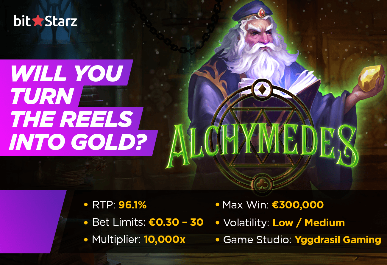 Go on a spellbinding adventure in Alchymedes slot!