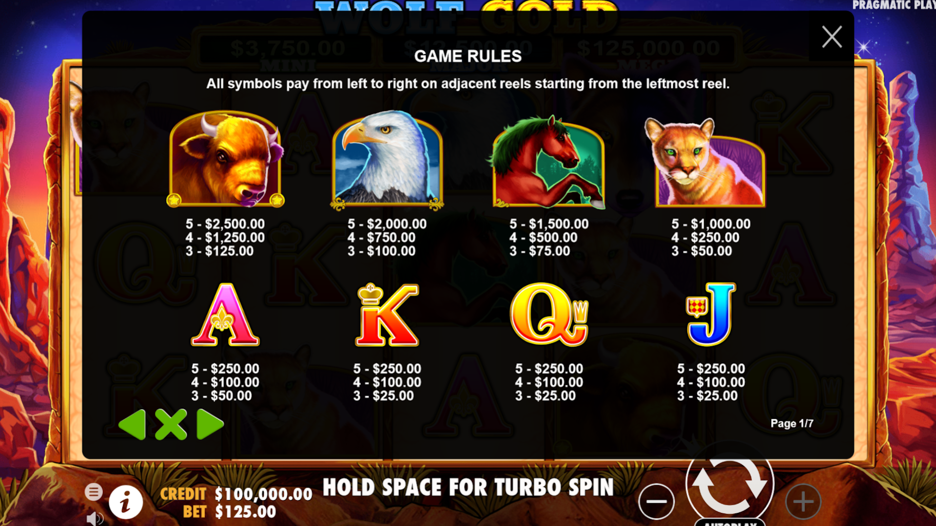 When you ask what are slots, don't forget to look at the paytable, here is one from Wolf Gold.