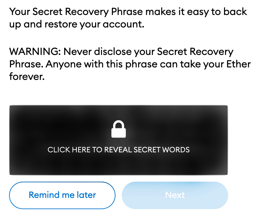 MetaMask recovery phrase